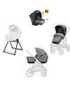 Inglesina Aptica XT System Quattro - Canyon Grey - All Season Seat + Open Up Cot + Standup + Darwin Recline Car Seat Trio and Duo Strollers