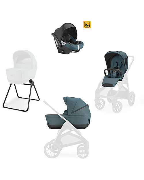 Inglesina Aptica XT System Quattro - Himalaya Blue - All Season Seat + Open Up Cot + Standup + Darwin Car Seat Pushchairs