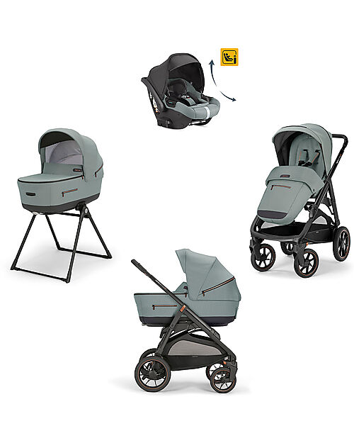 Inglesina Aptica XT System Quattro - Igloo Grey - Stroller + Standup Cradle + Darwin Recline Car Seat Trio and Duo Strollers