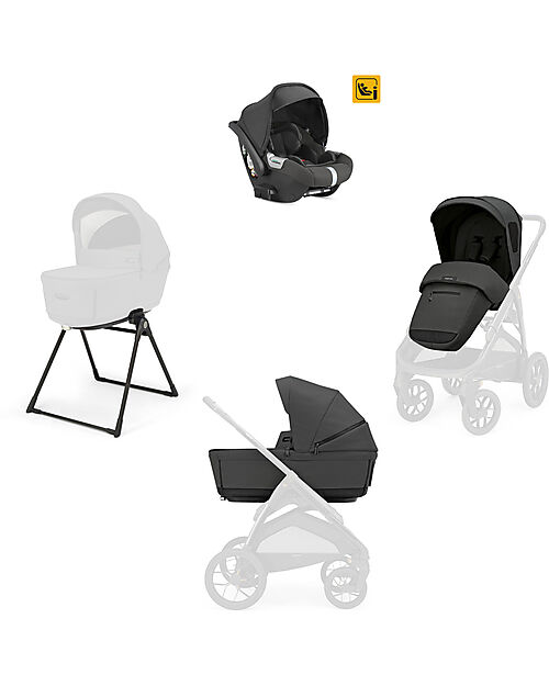 Inglesina Aptica XT System Quattro - Magnet Grey - All Season Seat + Open Up Cot + Standup + Darwin Car Seat Trio and Duo Strollers