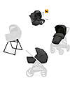 Inglesina Aptica XT System Quattro - Magnet Grey - All Season Seat + Open Up Cot + Standup + Darwin Recline Car Seat Trio and Duo Strollers