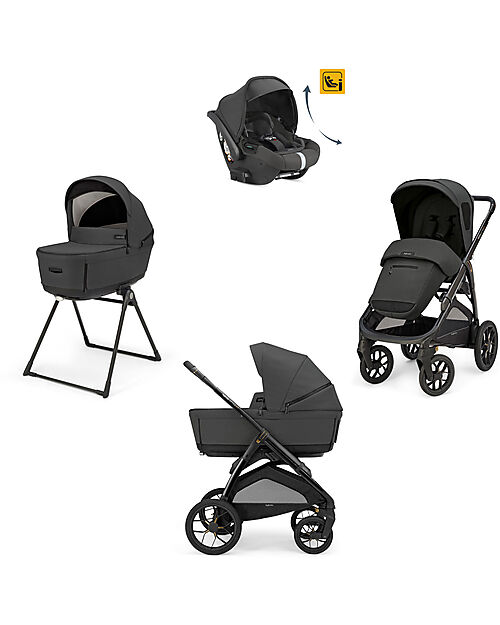 Inglesina Aptica XT System Quattro - Magnet Grey - Stroller + Standup Cradle + Darwin Recline Car Seat Trio and Duo Strollers