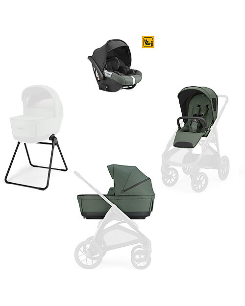 Inglesina Aptica XT System Quattro - Taiga Green - All Season Seat + Open Up Cot + Standup + Darwin Car Seat Pushchairs