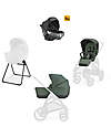 Inglesina Aptica XT System Quattro - Taiga Green - All Season Seat + Open Up Cot + Standup + Darwin Car Seat Pushchairs