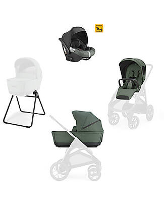Inglesina Aptica XT System Quattro - Taiga Green - All Season Seat + Open Up Cot + Standup + Darwin Car Seat Pushchairs
