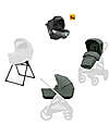 Inglesina Aptica XT System Quattro - Taiga Green - All Season Seat + Open Up Cot + Standup + Darwin Car Seat Trio and Duo Strollers