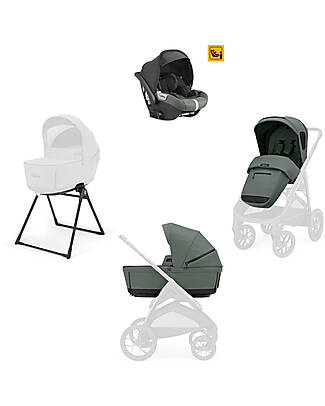 Inglesina Aptica XT System Quattro - Taiga Green - All Season Seat + Open Up Cot + Standup + Darwin Car Seat Trio and Duo Strollers
