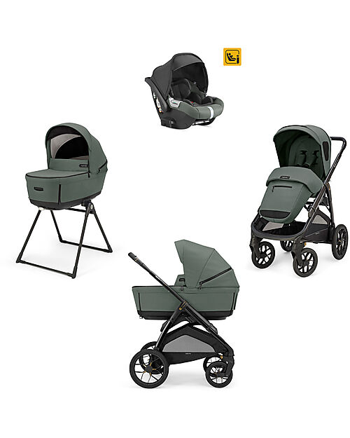 Inglesina Aptica XT System Quattro - Taiga Green - All Season Seat + Open Up Cot + Standup + Darwin Car Seat Trio and Duo Strollers