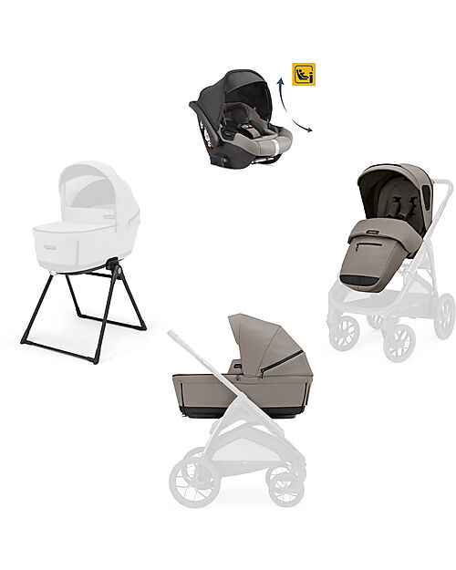 Inglesina Aptica XT System Quattro - Tundra Beige - All Season Seat + Open Up Cot + Standup + Darwin Recline Car Seat Trio and Duo Strollers