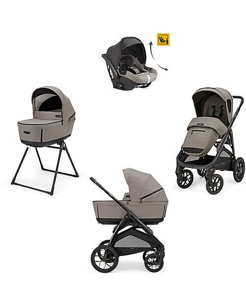 Inglesina Aptica XT System Quattro - Tundra Beige - Stroller + Standup Cradle + Darwin Recline Car Seat Trio and Duo Strollers