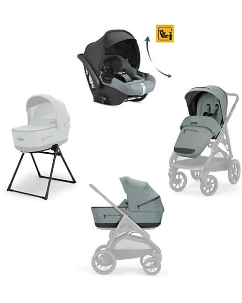 Inglesina Aptica XT System Trio - Igloo Gray - Stroller Seat + Standup Cradle + Darwin Infant Recline Car Seat Trio and Duo Strollers