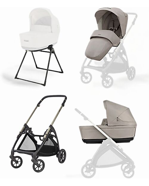 Inglesina Electa System Duo - Battery Beige - All Season Seat + Open Up Cot Trio and Duo Strollers