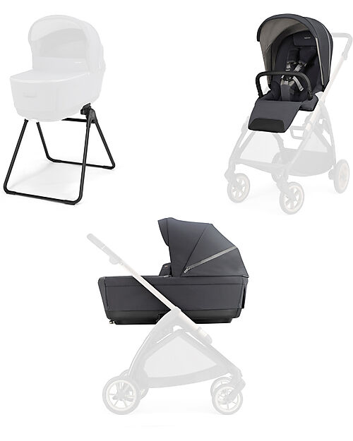 Inglesina Electa System Duo - Garage Grey - All Season Seat + Open Up Cot Pushchairs
