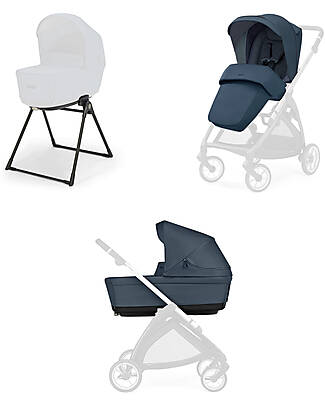 Inglesina Electa System Duo - Hudson Blue - All Season Seat + Open Up Cot Trio and Duo Strollers