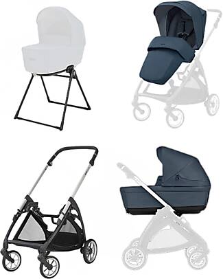 Inglesina Electa System Duo - Hudson Blue - All Season Seat + Open Up Cot Trio and Duo Strollers
