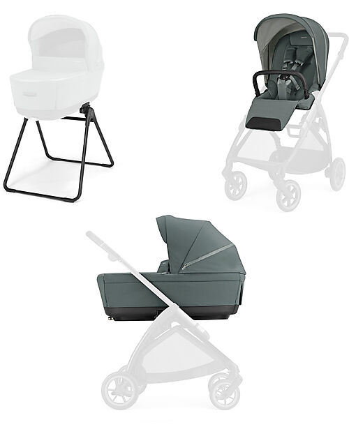 Inglesina Electa System Duo - Studio Grey - All Season Seat + Open Up Cot Pushchairs