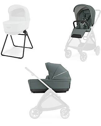 Inglesina Electa System Duo - Studio Grey - All Season Seat + Open Up Cot Pushchairs