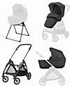 Inglesina Electa System Duo - Upper Black - All Season Seat + Open Up Cot Trio and Duo Strollers
