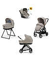 Inglesina Electa System Quattro - Battery Beige - Stroller + Darwin Infant Recline Car Seat Trio and Duo Strollers
