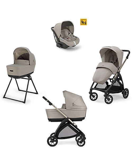 Inglesina Electa System Quattro - Battery Beige - Stroller + Standup Cradle + Darwin Car Seat Trio and Duo Strollers