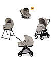Inglesina Electa System Quattro - Battery Beige - Stroller + Standup Cradle + Darwin Car Seat Trio and Duo Strollers