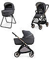 Inglesina Electa System Quattro DUO - Garage Grey - Stroller + Bassinet Standup + Bronze Black Frame Trio and Duo Strollers