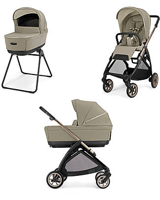 Inglesina Electa System Quattro DUO - Hangar Beige - Stroller + Bassinet Standup + Bronze Black Frame Trio and Duo Strollers
