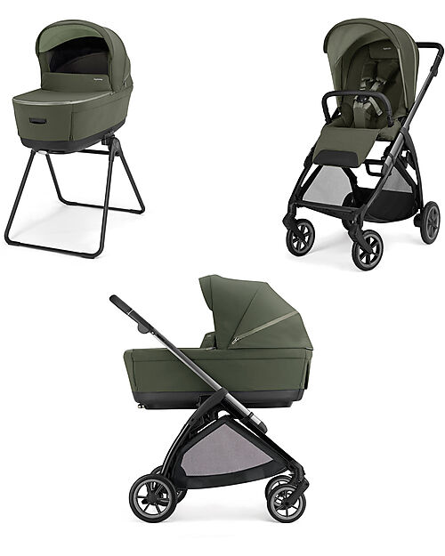 Inglesina Electa System Quattro DUO - Loft Green - Stroller + Bassinet Standup + Iron Black Frame Trio and Duo Strollers