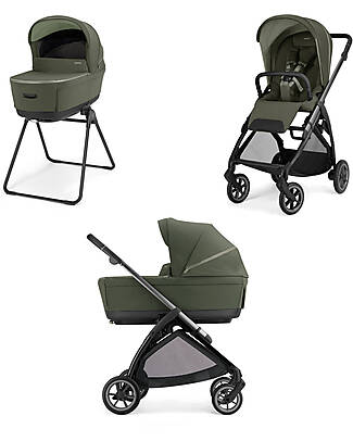 Inglesina Electa System Quattro DUO - Loft Green - Stroller + Bassinet Standup + Iron Black Frame Trio and Duo Strollers