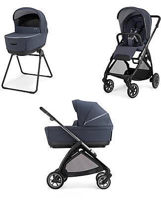 Inglesina Electa System Quattro DUO - Rooftop Blue - Stroller + Bassinet Standup + Iron Black Frame Trio and Duo Strollers