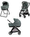Inglesina Electa System Quattro DUO - Studio Grey - Stroller + Bassinet Standup + Iron Black Frame Trio and Duo Strollers