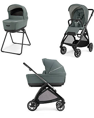 Inglesina Electa System Quattro DUO - Studio Grey - Stroller + Bassinet Standup + Iron Black Frame Trio and Duo Strollers