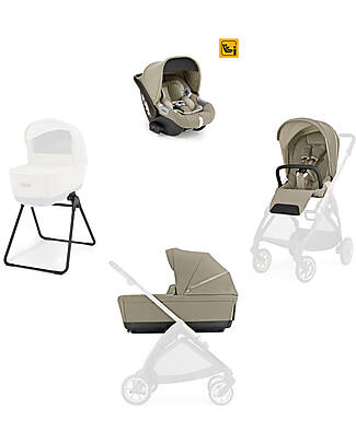 Inglesina Electa System Quattro - Hangar Beige - All Season Seat + Open Up Cot + Standup + Darwin Car Seat Pushchairs