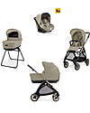 Inglesina Electa System Quattro - Hangar Beige - Stroller + Standup Bassinet + Darwin Infant I-Size Car Seat + Bronze Black Frame Trio and Duo Strollers