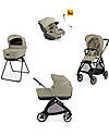 Inglesina Electa System Quattro - Hangar Beige - Stroller + Standup Bassinet + Seat Darwin Recline EVO + Bronze Black Frame Trio and Duo Strollers