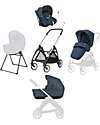 Inglesina Electa System Quattro - Hudson Blue - Stroller + Standup Cradle + Darwin Recline Car Seat Trio and Duo Strollers