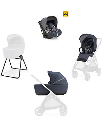 Inglesina Electa System Quattro - Rooftop Blue - All Season Seat + Open Up Cot + Standup + Darwin Recline Car Seat Pushchairs