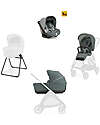 Inglesina Electa System Quattro - Studio Grey - All Season Seat + Open Up Cot + Standup + Darwin Car Seat Pushchairs