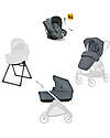 Inglesina Electa System Quattro - Union Grey - All Season Seat + Open Up Cot + Standup + Darwin Recline Car Seat Trio and Duo Strollers