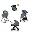 Inglesina Electa System Quattro - Union Grey - Stroller + Standup Cradle + Darwin Car Seat Trio and Duo Strollers