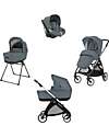Inglesina Electa System Quattro - Union Grey - Stroller + Standup Cradle + Darwin Car Seat Trio and Duo Strollers