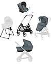 Inglesina Electa System Quattro - Union Grey - Stroller + Standup Cradle + Darwin Recline Car Seat Trio and Duo Strollers