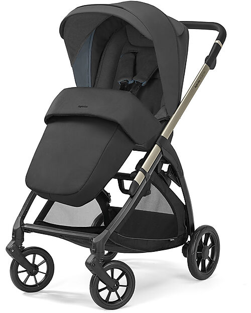 Inglesina Electa System Quattro - Upper Black - All Season Seat + Open Up Cot + Standup + Darwin Recline Car Seat Trio and Duo Strollers
