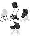 Inglesina Electa System Quattro - Upper Black - Passeggino + Culla Standup + Seggiolino Auto Darwin Recline Trio and Duo Strollers