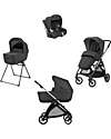 Inglesina Electa System Quattro - Upper Black - Stroller + Standup Cradle + Darwin Car Seat Trio and Duo Strollers