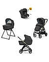 Inglesina Electa System Quattro - Upper Black - Stroller + Standup Cradle + Darwin Recline Car Seat Trio and Duo Strollers