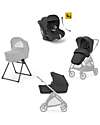 Inglesina Electa System Trio - Upper Black - Stroller Seat + Standup Cradle + Darwin Infant Recline Car Seat Trio and Duo Strollers
