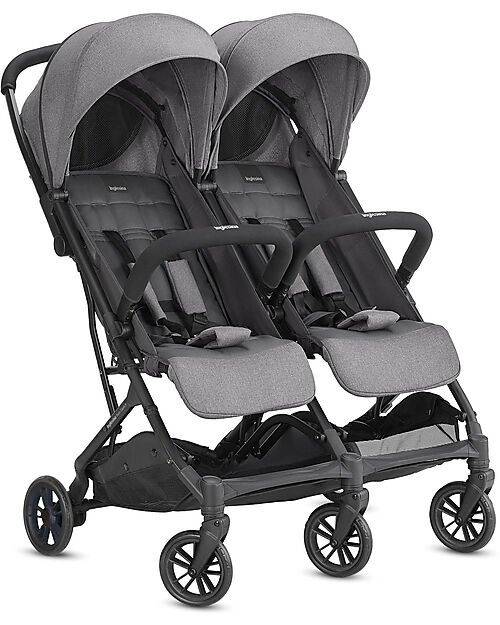 Inglesina Twin Sketch Stroller - Black and Gray - For twins or siblings close in age Double Pushchairs