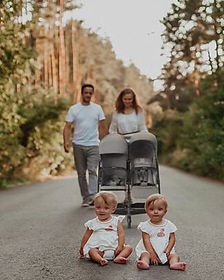 Inglesina Twin Sketch Stroller - Black and Gray - For twins or siblings close in age Double Pushchairs