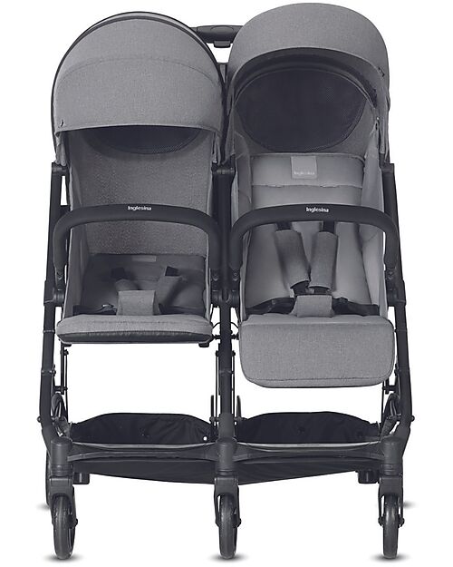 Inglesina Twin Sketch Stroller - Black and Gray - For twins or siblings close in age Double Pushchairs